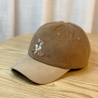 Corduroy Bear Embroidered Baseball Cap