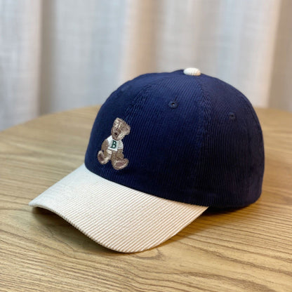 Corduroy Bear Embroidered Baseball Cap