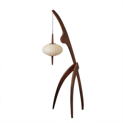 Cygnus Wood & Silk Floor Lamp