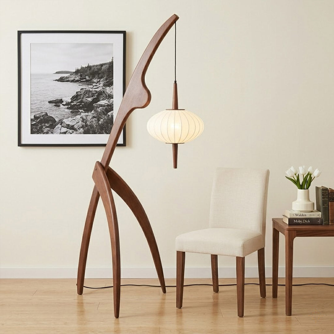 Cygnus Wood & Silk Floor Lamp