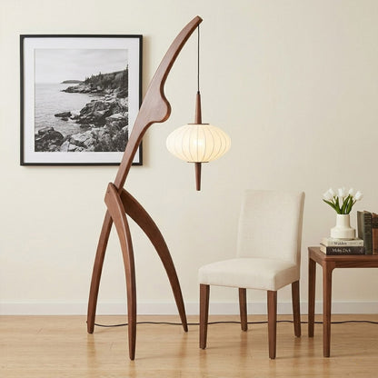 Cygnus Wood & Silk Floor Lamp