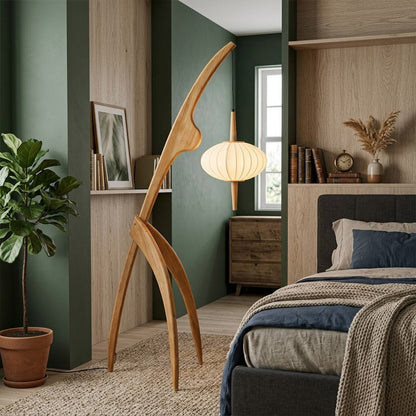 Cygnus Wood & Silk Floor Lamp