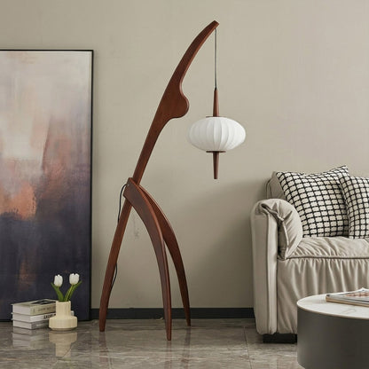 Cygnus Wood & Silk Floor Lamp