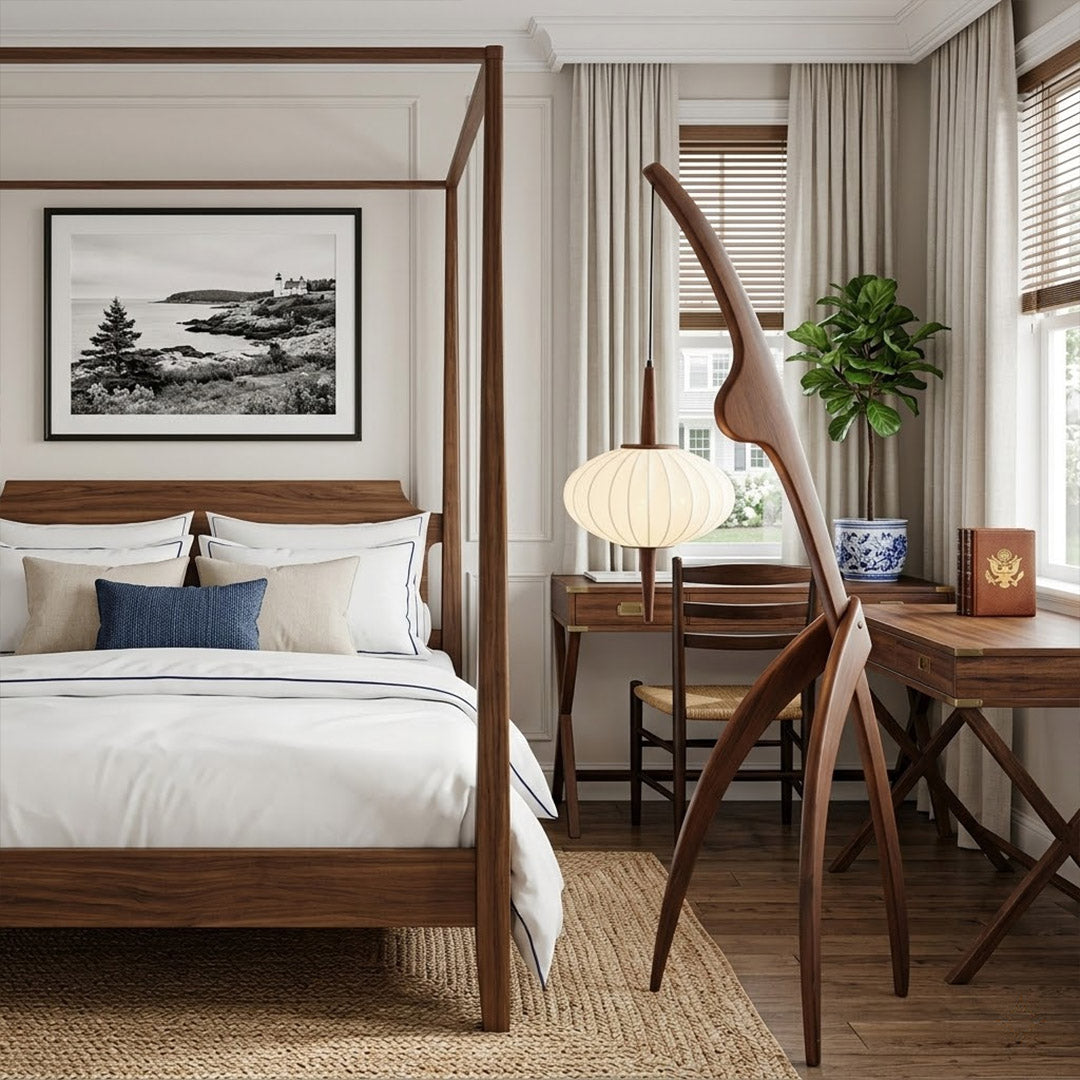 Cygnus Wood & Silk Floor Lamp
