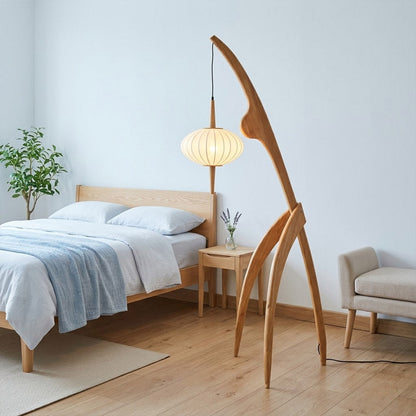 Cygnus Wood & Silk Floor Lamp