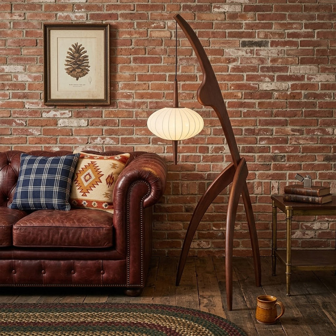 Cygnus Wood & Silk Floor Lamp