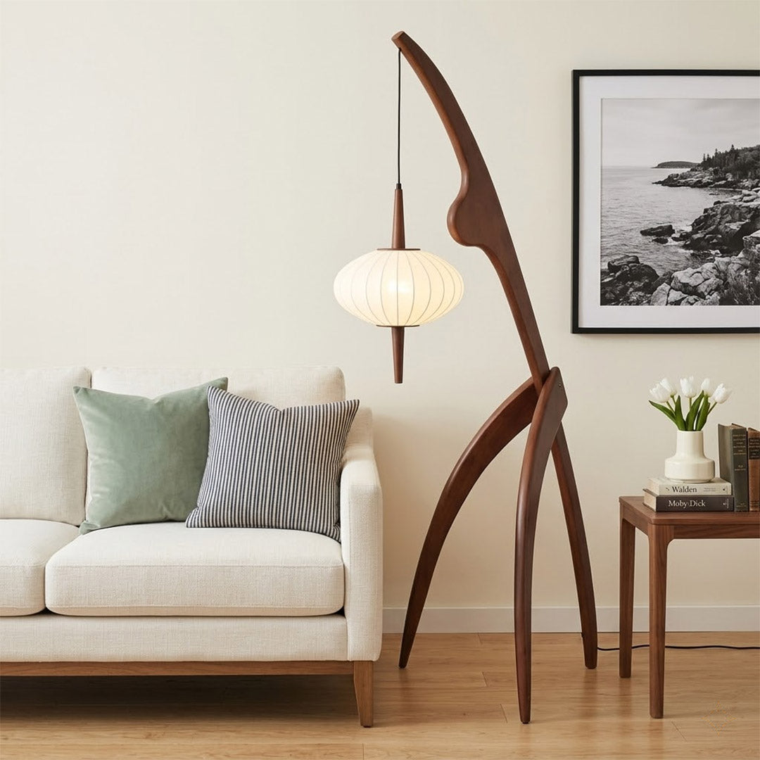 Cygnus Wood & Silk Floor Lamp