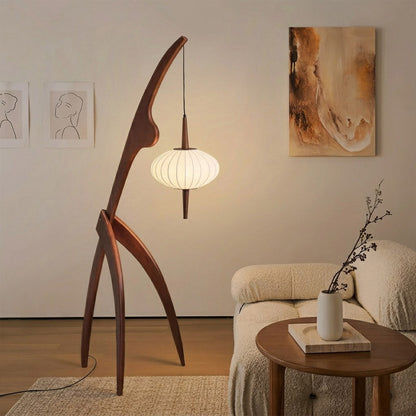 Cygnus Wood & Silk Floor Lamp