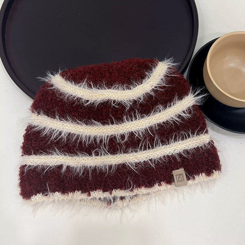 Elowen Striped Plush Beanie