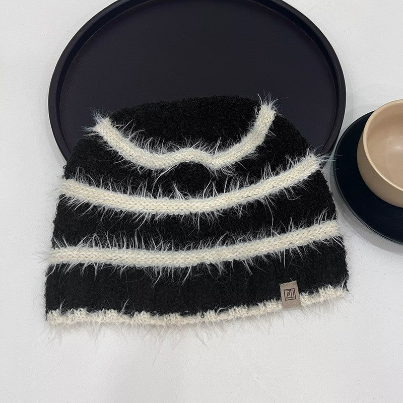 Elowen Striped Plush Beanie