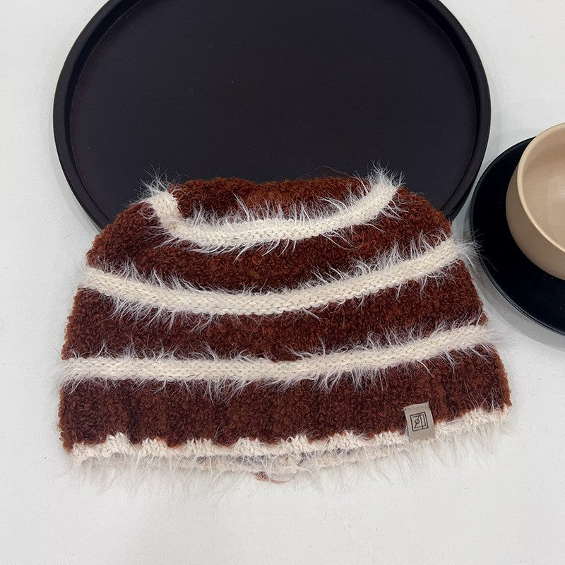 Elowen Striped Plush Beanie