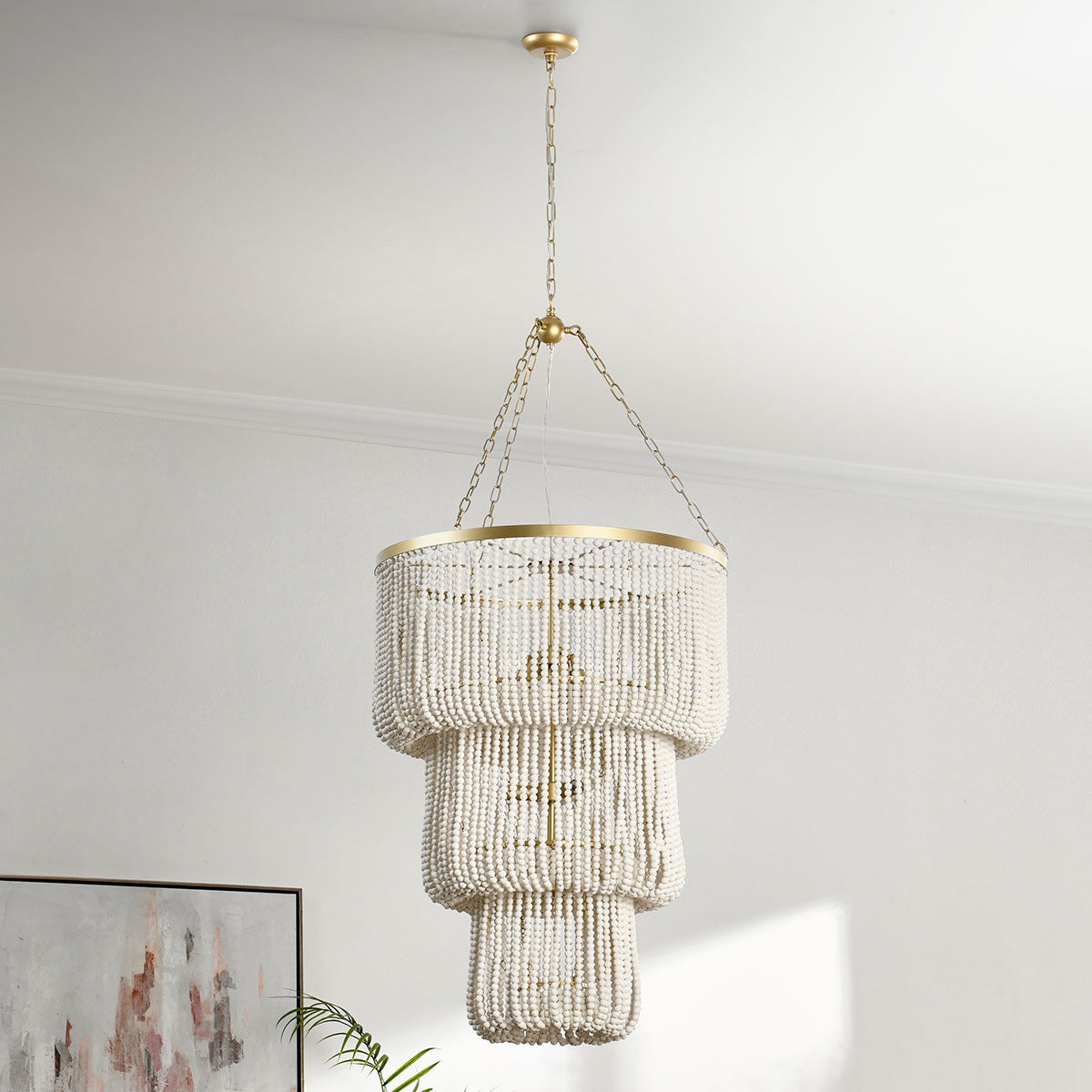 Elowen White Beaded Chandelier