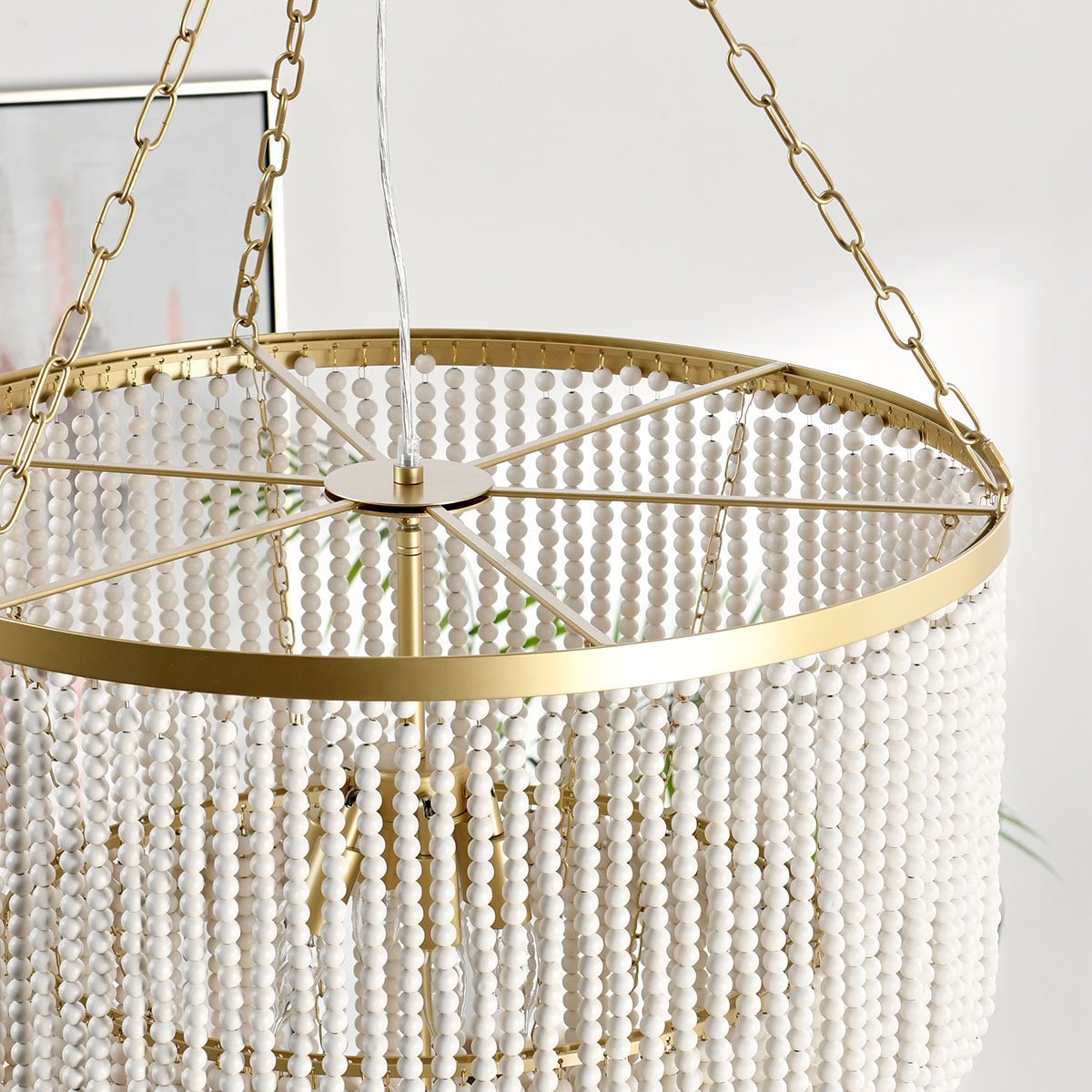 Elowen White Beaded Chandelier