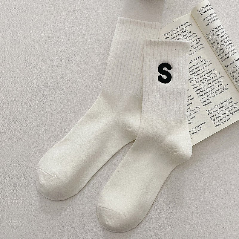 Embroidered Cotton Mid-Calf Socks