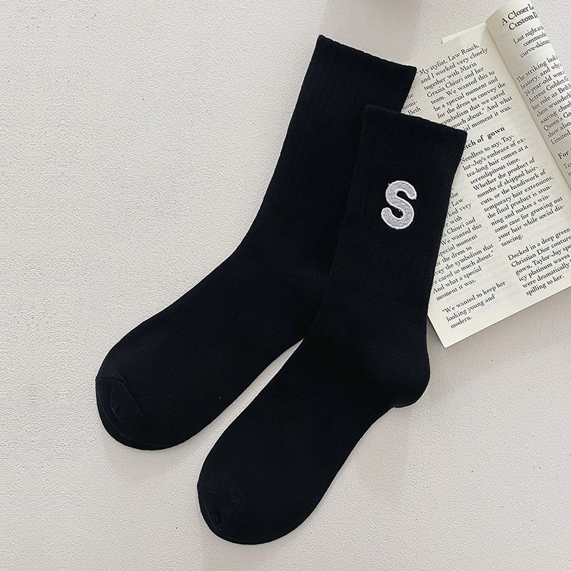 Embroidered Cotton Mid-Calf Socks
