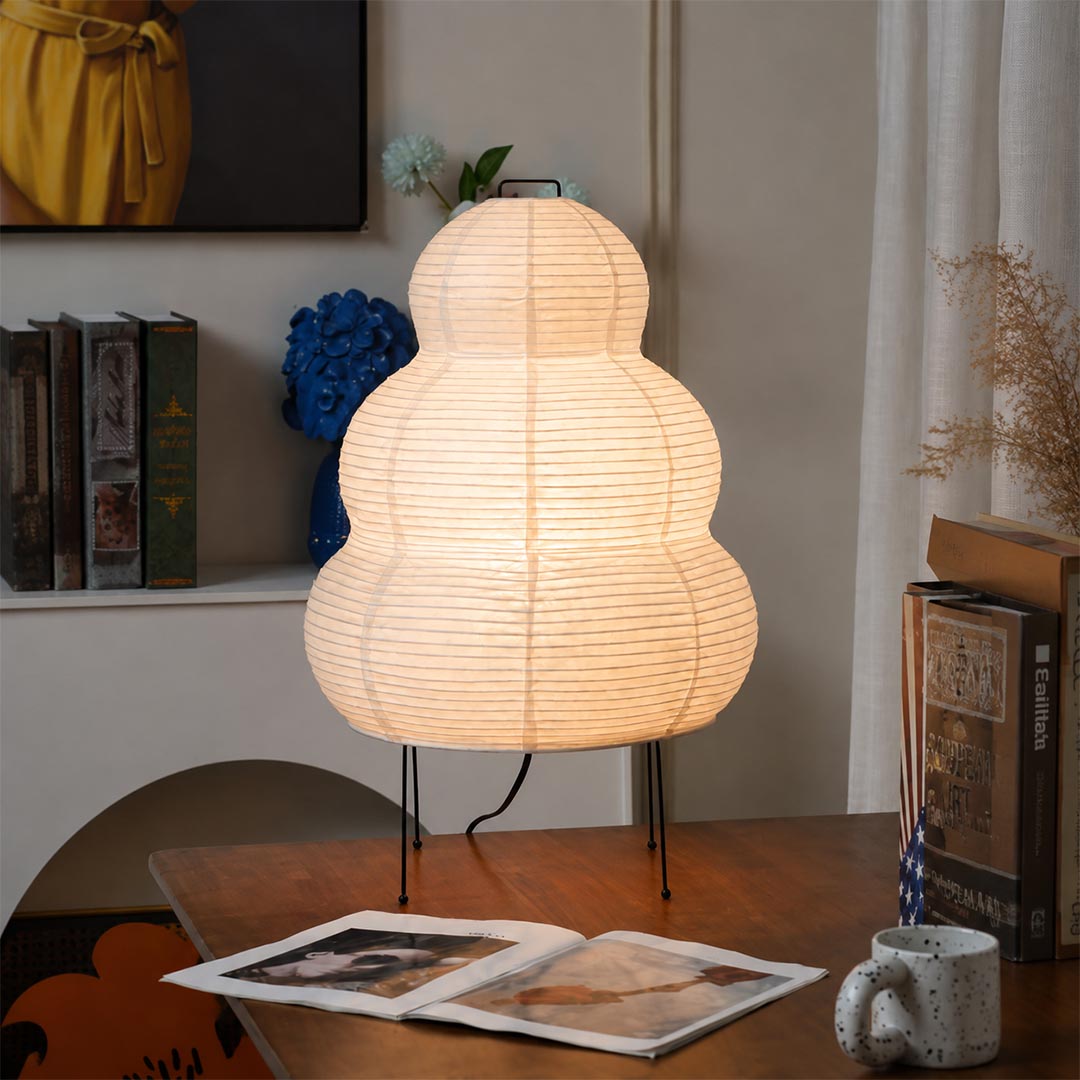 Akari 25N Washi Paper Three-Tiered Floor Table Light