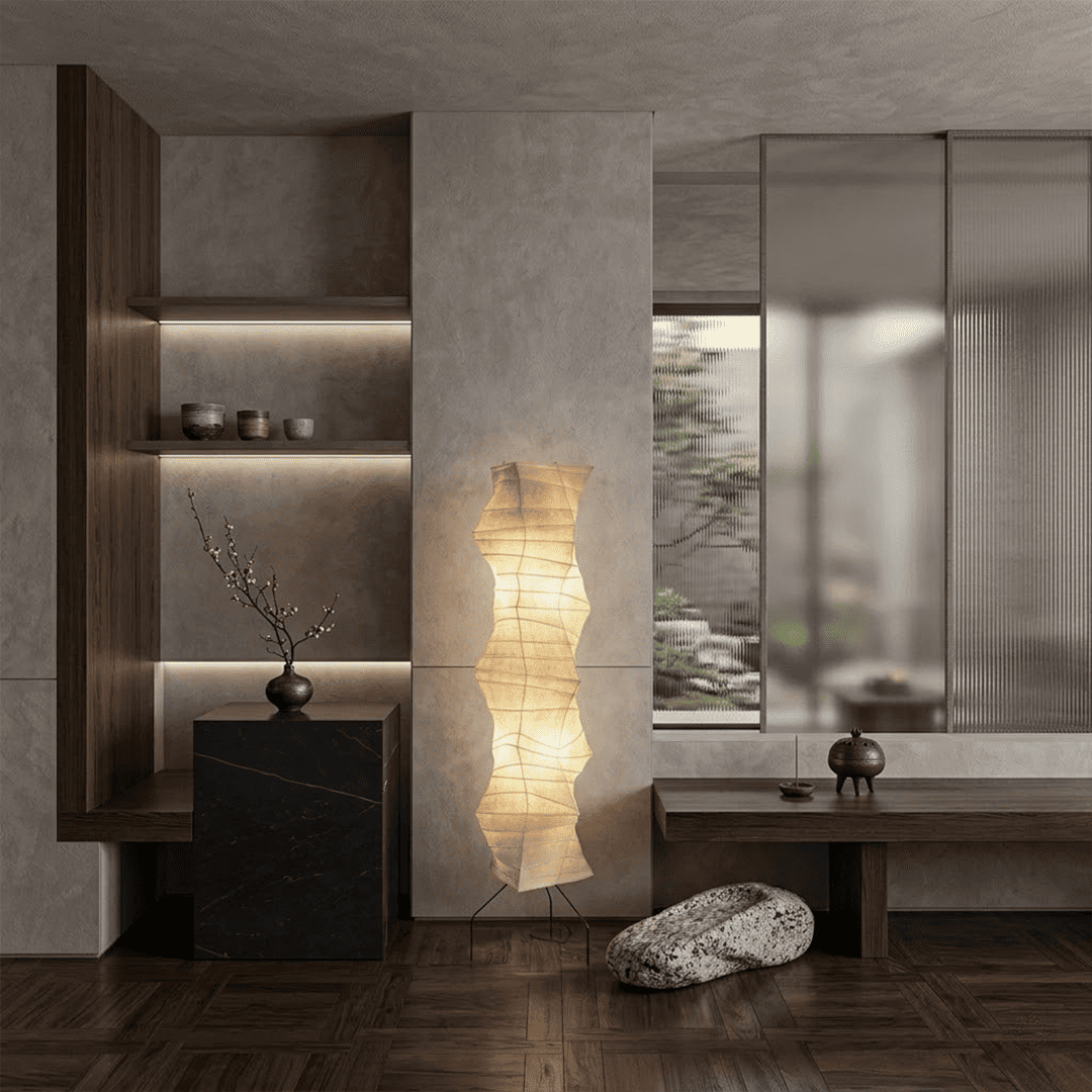 Akari UF4-33N Washi Paper Tall Floor Lamp