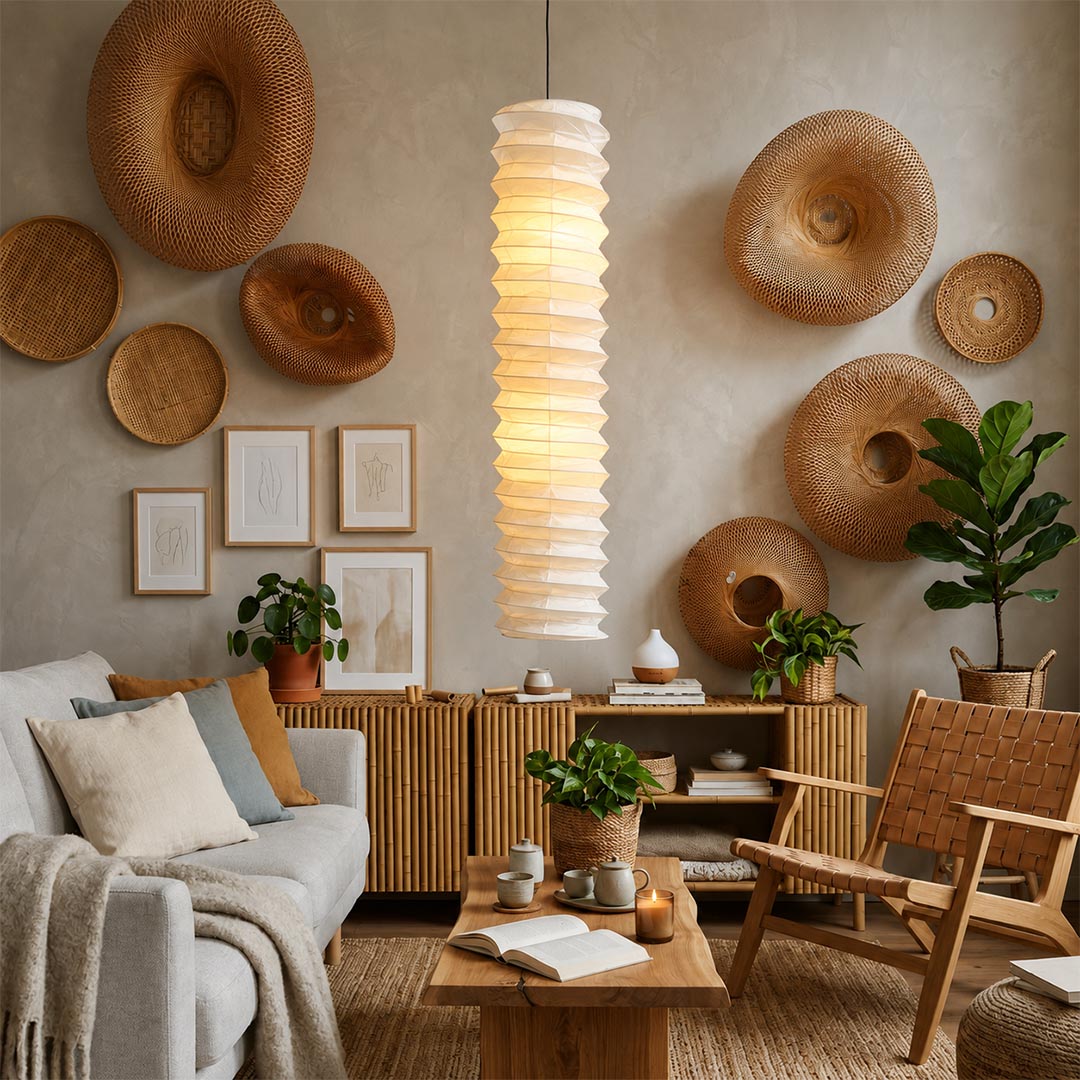 Akari 31N Washi Paper Cylindrical Pendant Light