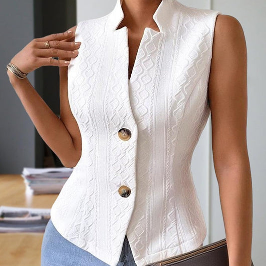Liora Ribbed Stand Collar Vest
