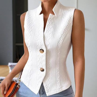 Liora Ribbed Stand Collar Vest