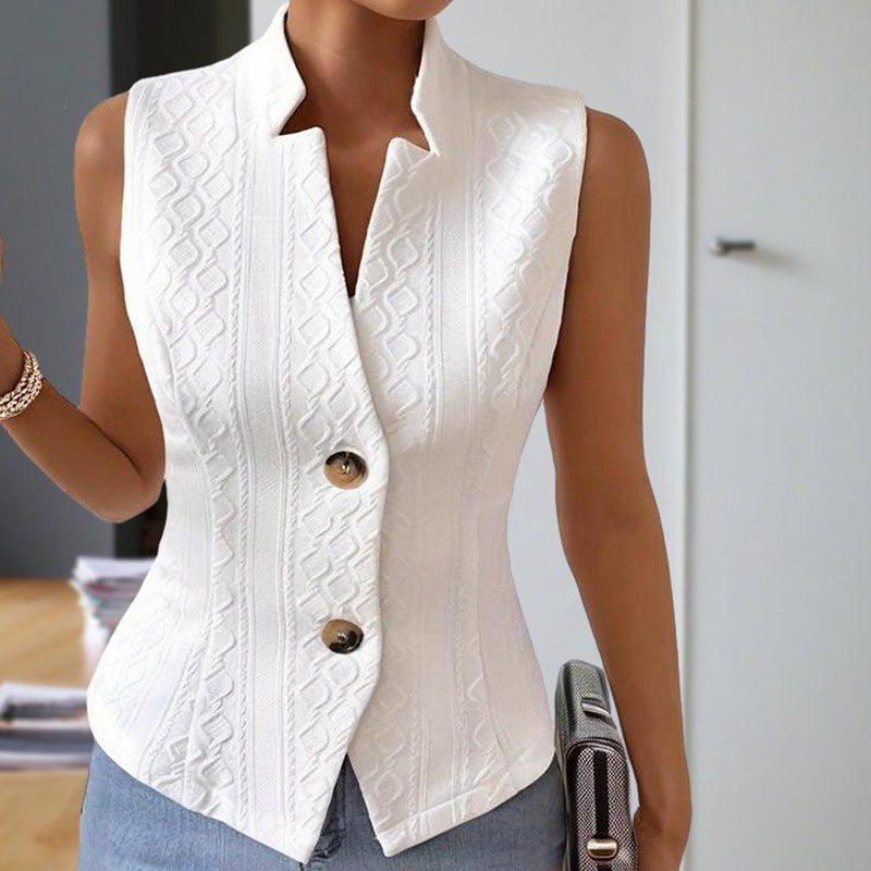 Liora Ribbed Stand Collar Vest