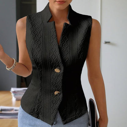 Liora Ribbed Stand Collar Vest