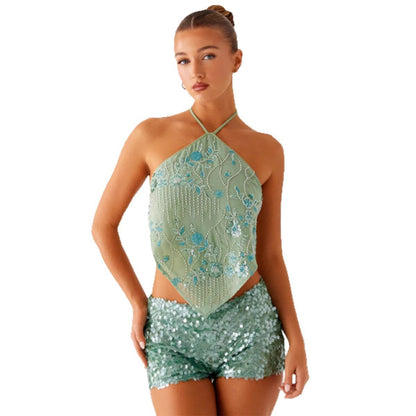 Lyric Sequined Halter Top