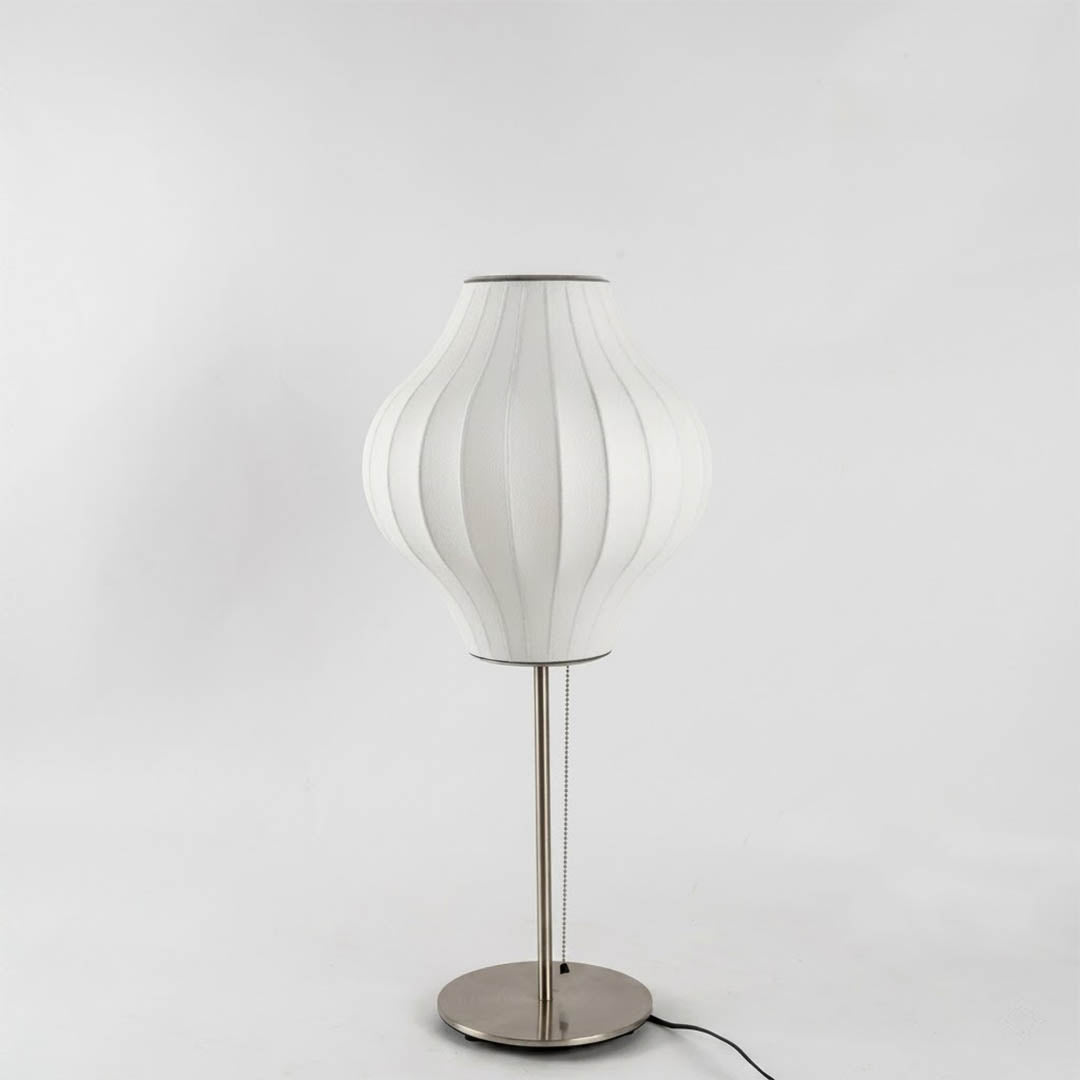 Maeve Tall Chrome & Faux Silk Console Lamp