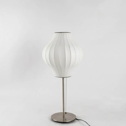 Maeve Tall Chrome & Faux Silk Console Lamp