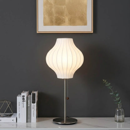 Maeve Tall Chrome & Faux Silk Console Lamp