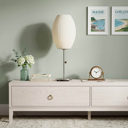 Maeve Tall Chrome & Faux Silk Console Lamp