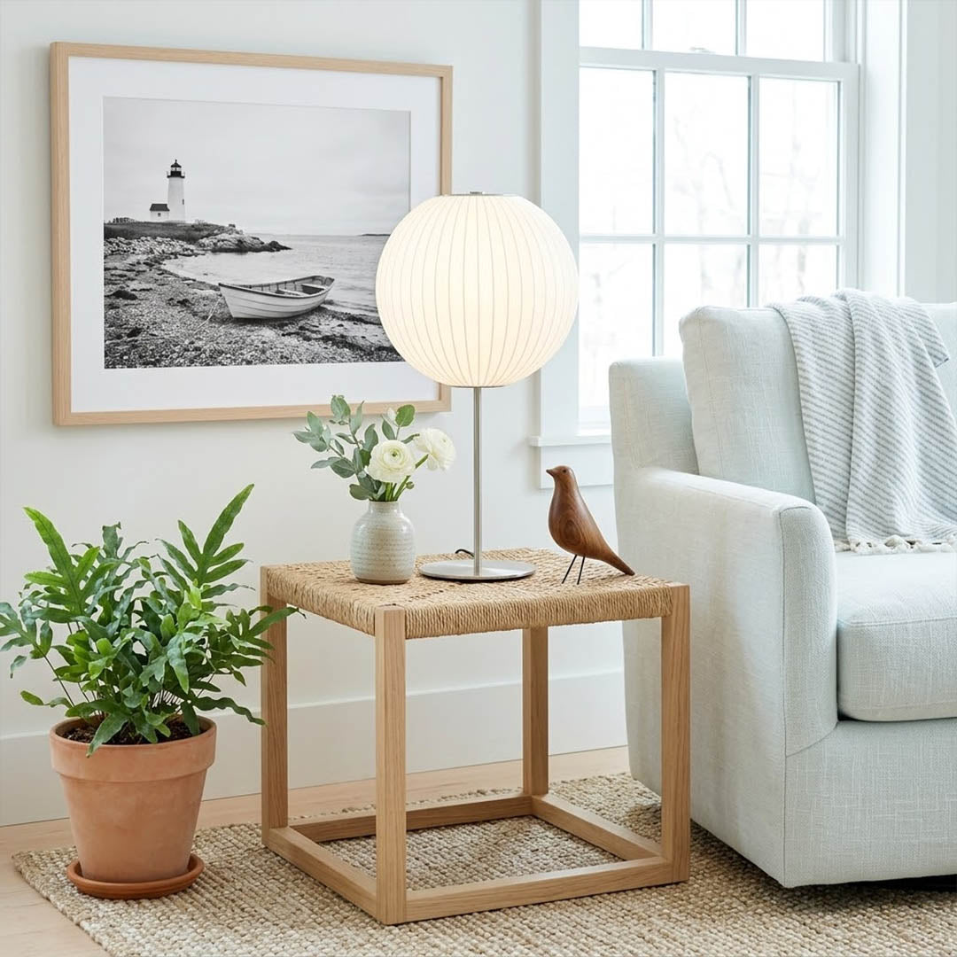 Maeve Tall Chrome & Faux Silk Console Lamp
