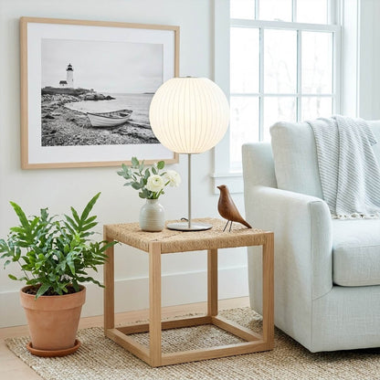 Maeve Tall Chrome & Faux Silk Console Lamp