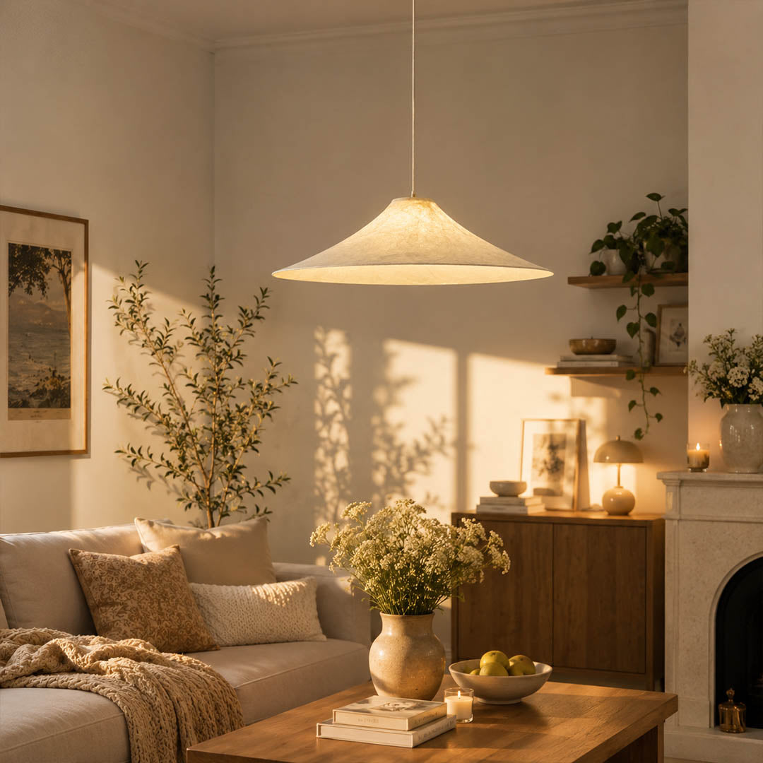 Marlow Wide-Flat Silk Disc Pendant Light