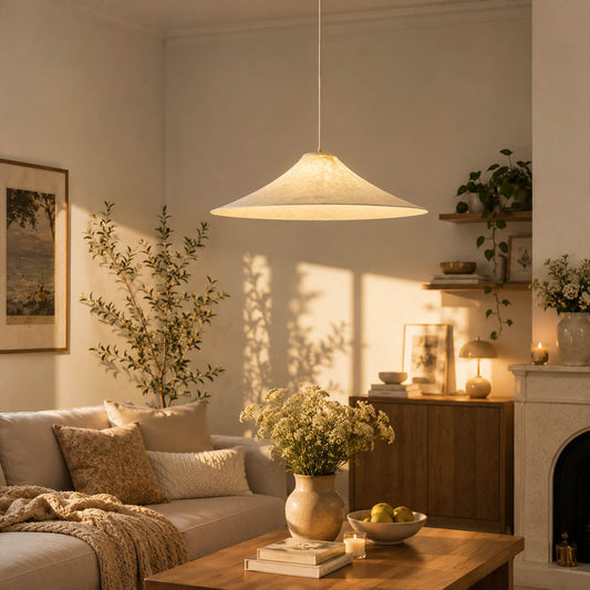 Marlow Wide-Flat Silk Disc Pendant Light