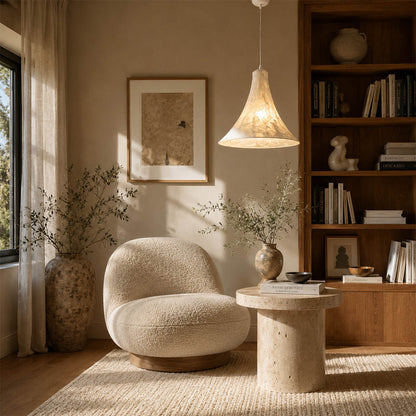 Marlow Wide-Flat Silk Disc Pendant Light