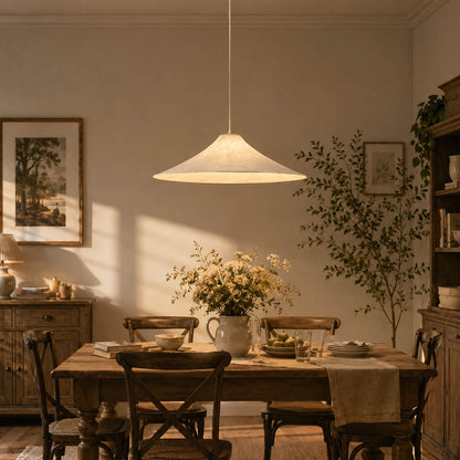 Marlow Wide-Flat Silk Disc Pendant Light