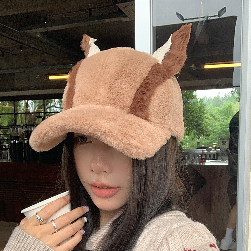 Plush Dog Ear Winter Baseball Cap