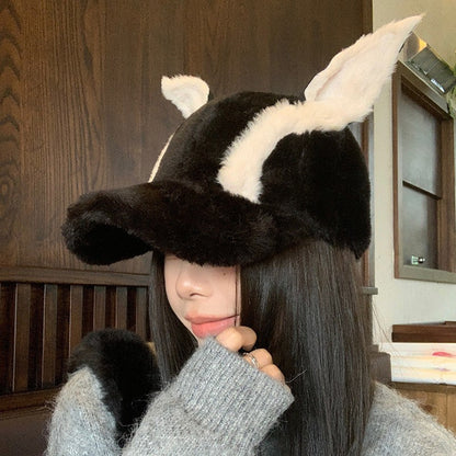 Plush Dog Ear Winter Baseball Cap