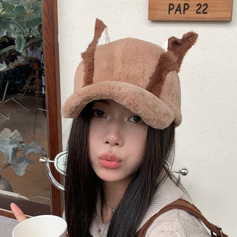 Plush Dog Ear Winter Baseball Cap