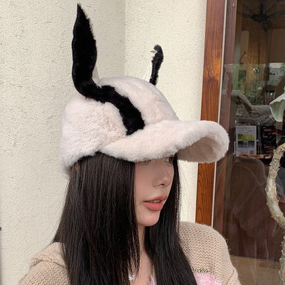 Plush Dog Ear Winter Baseball Cap