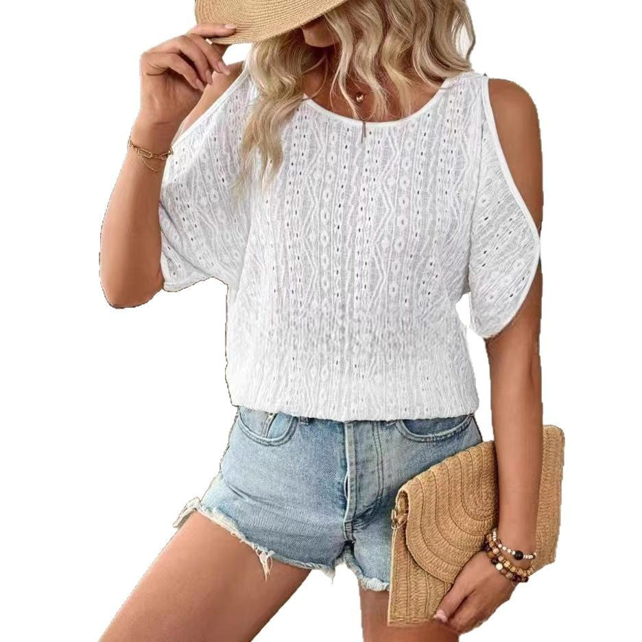 Solid Color Mesh Short Sleeve Top