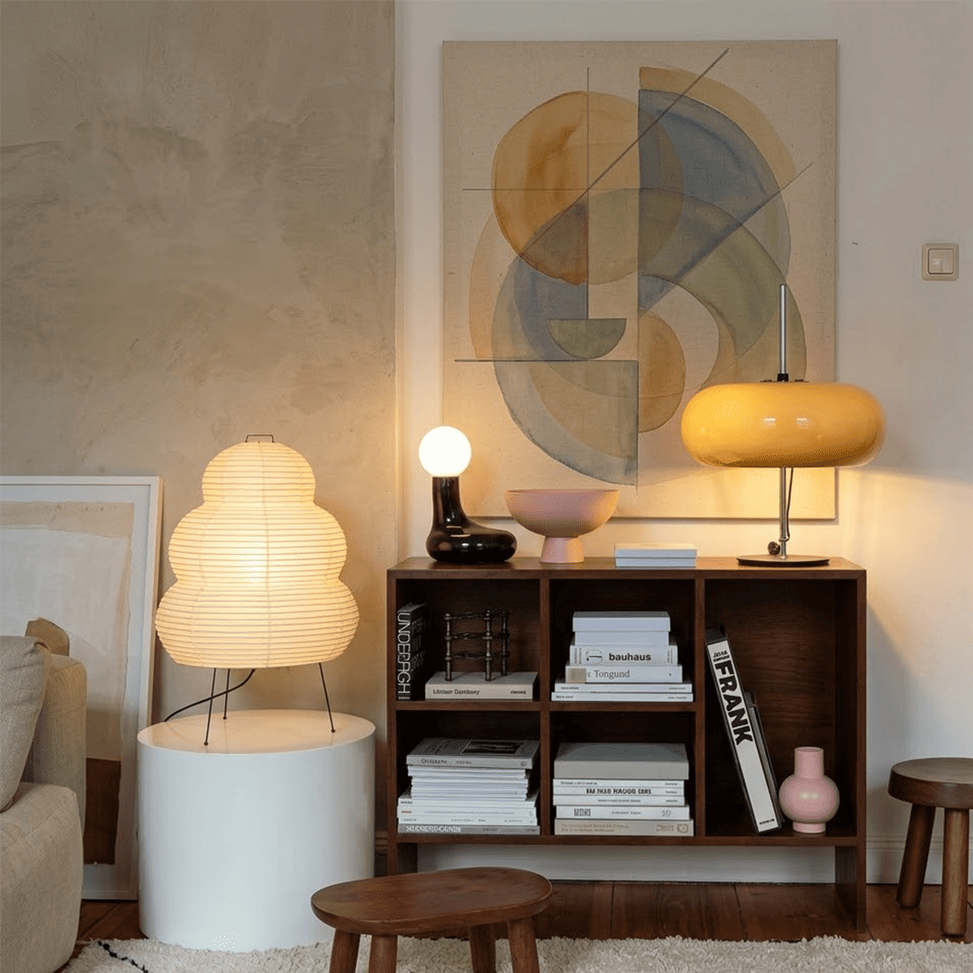 Akari 25N Washi Paper Three-Tiered Floor Table Light