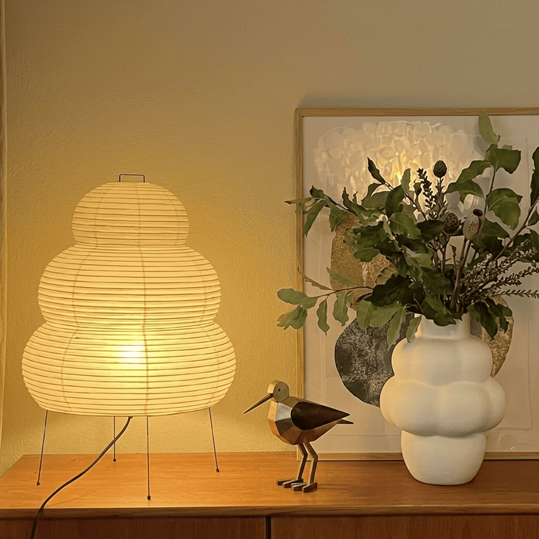 Akari 25N Washi Paper Three-Tiered Floor Table Light