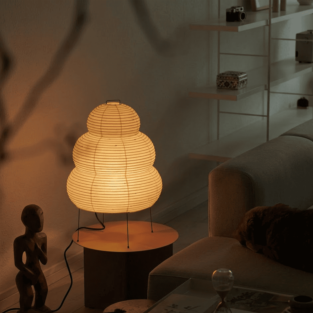 Akari 25N Washi Paper Three-Tiered Floor Table Light