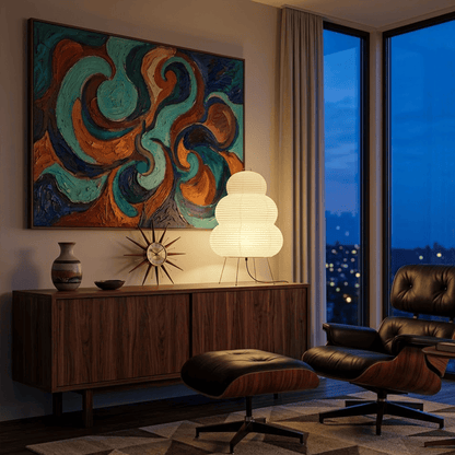 Akari 25N Washi Paper Three-Tiered Floor Table Light