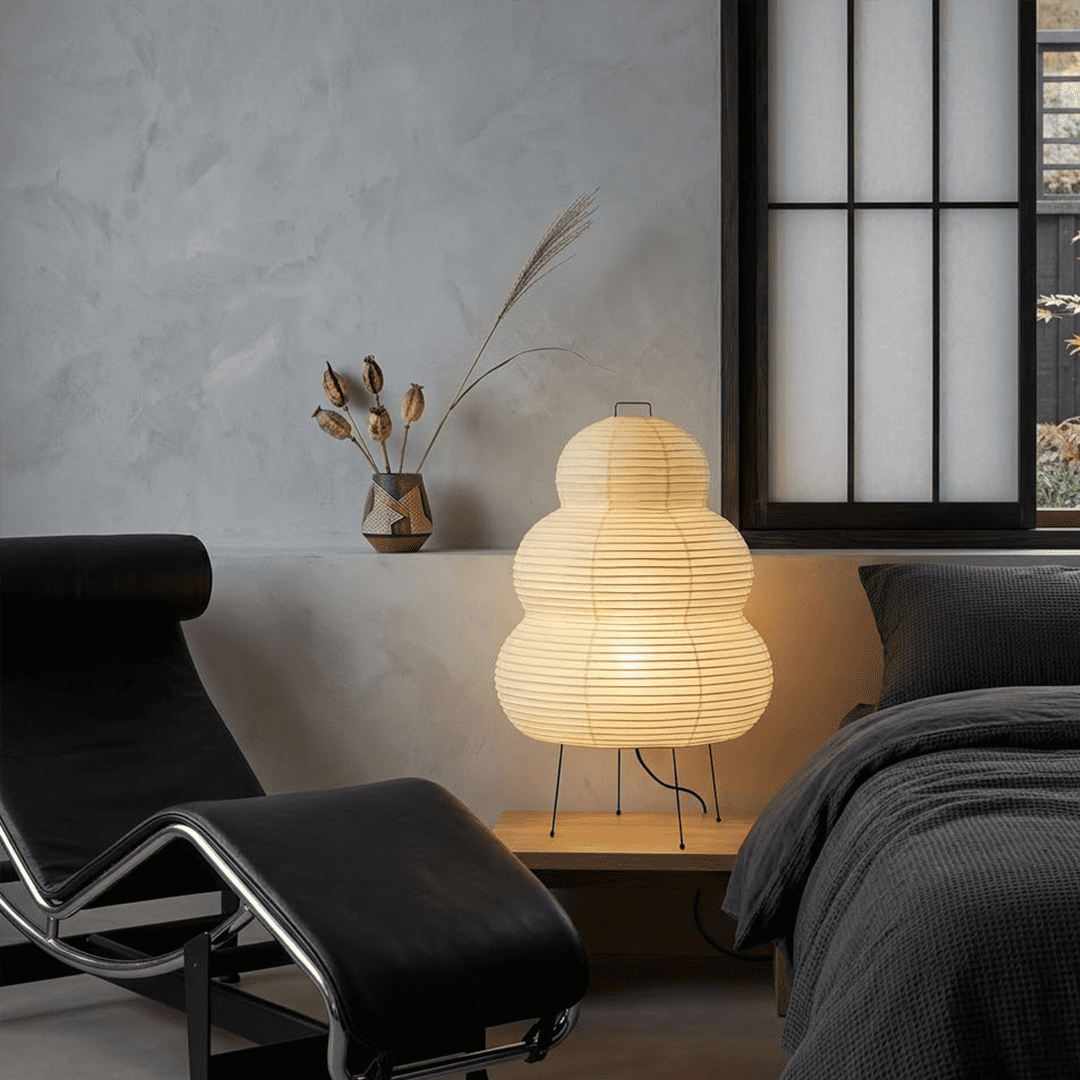 Akari 25N Washi Paper Three-Tiered Floor Table Light