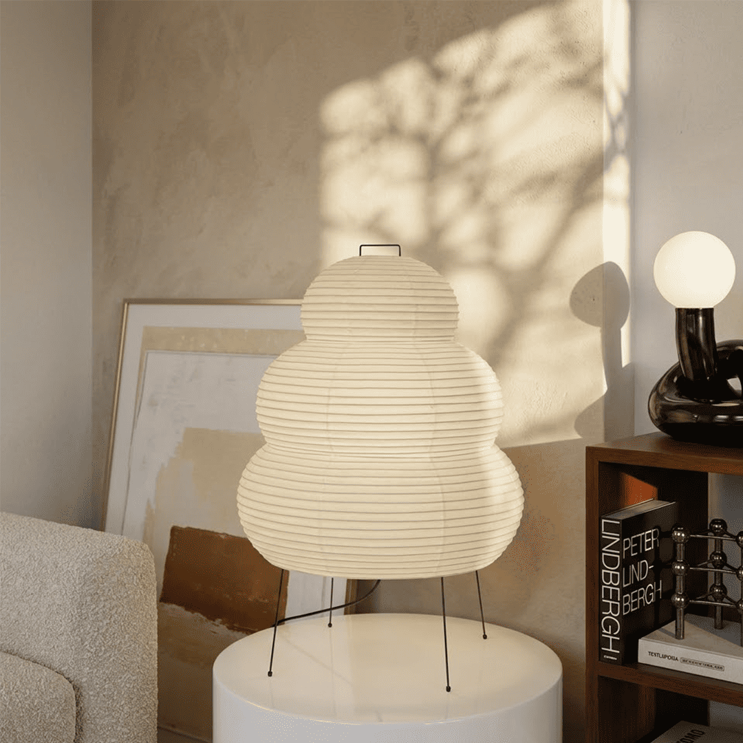 Akari 25N Washi Paper Three-Tiered Floor Table Light