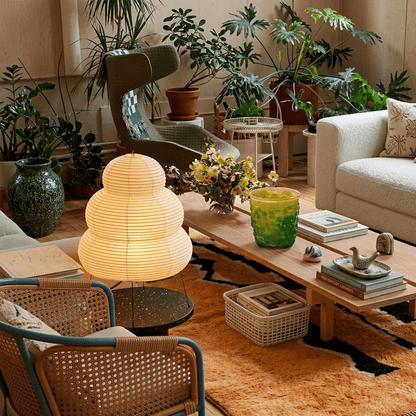 Akari 25N Washi Paper Three-Tiered Floor Table Light