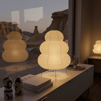 Akari 25N Washi Paper Three-Tiered Floor Table Light